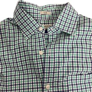J.Crew Mens Shirt M Slim Blue Gingham Long Sleeve Secret Wash
